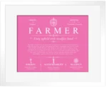 Farmer family name meaning and origin in Pink with White Matte Frame Farmer family name meaning and origin in Pink with White Matte Frame