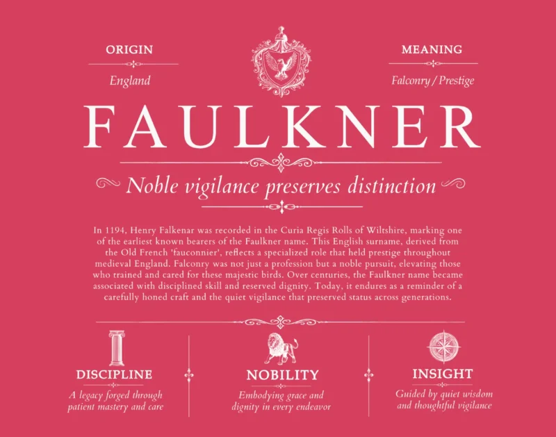 Faulkner personalized surname meaning in Red