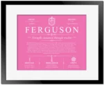 Ferguson personalized surname meaning in Pink with Black Matte Frame