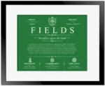 Fields surname meaning origin and heritage in Dark Green with Black Matte Frame