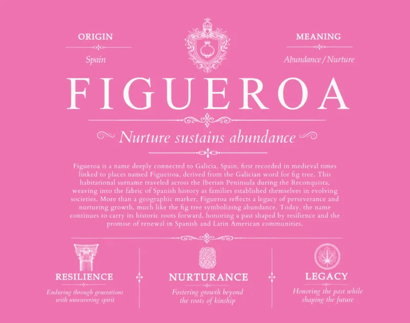 Figueroa family name meaning and origin in Pink