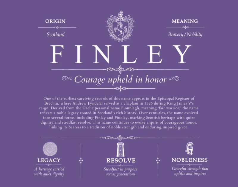 Finley surname meaning and heritage in Purple