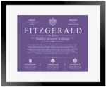Fitzgerald family name meaning and history in Purple with Black Matte Frame