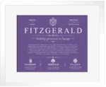 Fitzgerald family name meaning and history in Purple with White Matte Frame