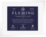 Fleming family name meaning and origin in Navy Blue with White Matte Frame