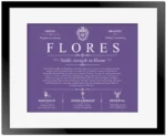 Flores personalized last name meaning in Purple with Black Matte Frame