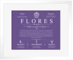 Flores personalized last name meaning in Purple with White Matte Frame
