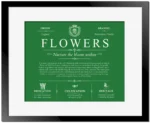 Flowers family name heritage in Dark Green with Black Matte Frame