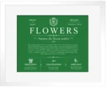 Flowers family name heritage in Dark Green with White Matte Frame