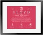 Floyd surname history and heritage in Red with Black Matte Frame