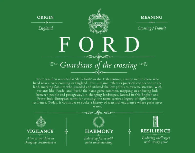 Ford surname history and family heritage in Dark Green