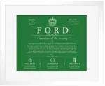 Ford surname history and family heritage in Dark Green with White Matte Frame