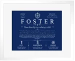 Foster surname origin and family heritage in Deep Blue with White Matte Frame