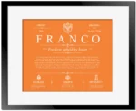 Franco surname meaning origin and heritage in Orange with Black Matte Frame