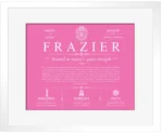 Frazier surname origin and history in Pink with White Matte Frame