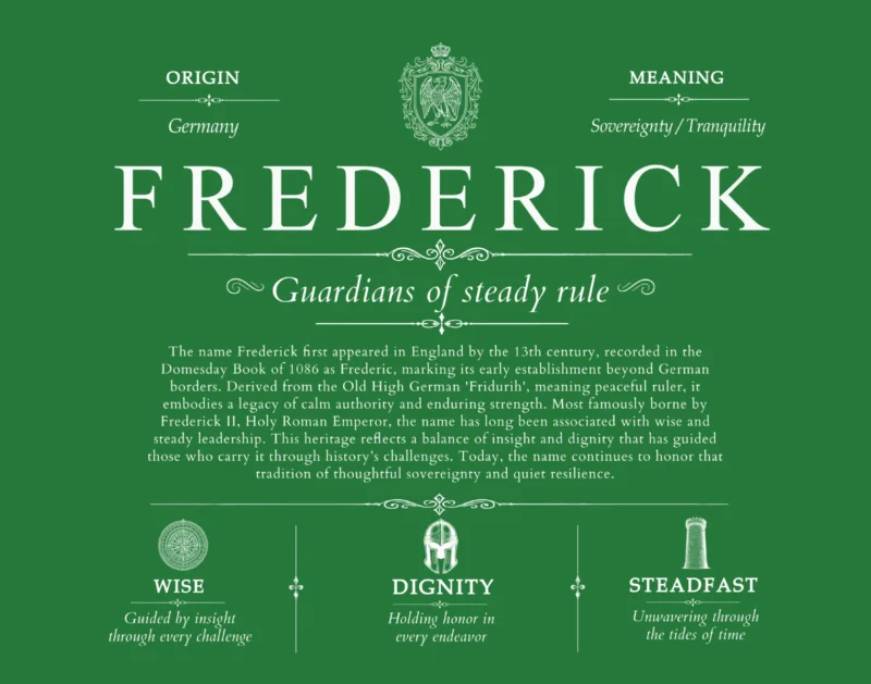 Frederick personalized last name meaning in Dark Green