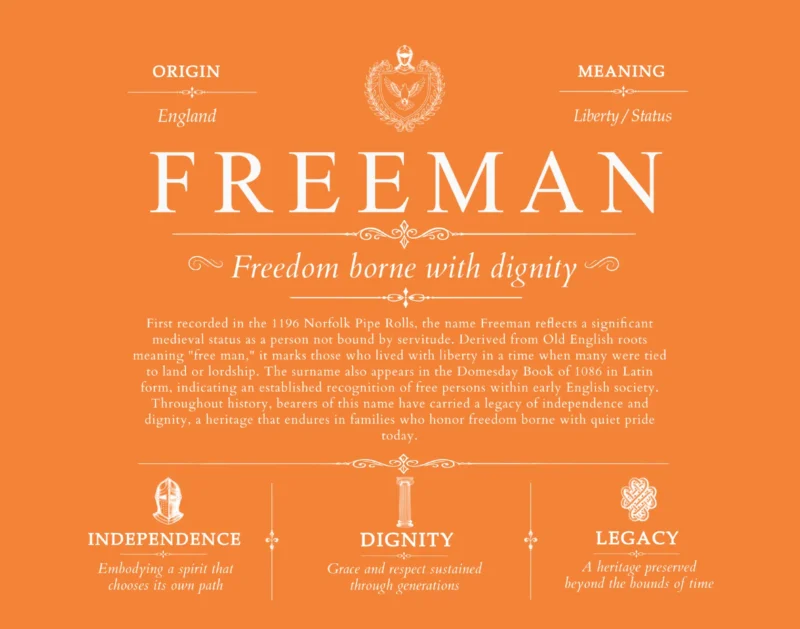 Freeman last name origin and heritage in Orange