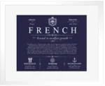 French surname meaning and origin in Navy Blue with White Matte Frame