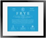 Frye surname meaning origin and heritage in Blue with Black Matte Frame