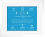 Frye surname meaning origin and heritage in Blue with White Matte Frame
