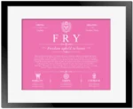 Fry surname history and heritage in Pink with Black Matte Frame