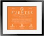 Fuentes personalized family surname in Orange with Black Matte Frame
