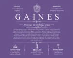 Gaines surname history and heritage in Purple