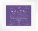 Gaines surname history and heritage in Purple with White Matte Frame
