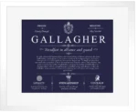 Gallagher last name origin and heritage in Navy Blue with White Matte Frame Gallagher last name origin and heritage in Navy Blue with White Matte Frame