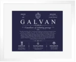 Galvan surname history and heritage in Navy Blue with White Matte Frame Galvan surname history and heritage in Navy Blue with White Matte Frame