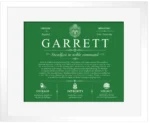 Garrett last name meaning and origin in Dark Green with White Matte Frame Garrett last name meaning and origin in Dark Green with White Matte Frame