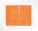 Garza surname meaning origin and heritage in Orange with White Matte Frame