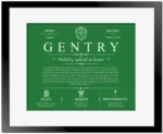 Gentry family name meaning and origin in Dark Green with Black Matte Frame