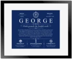 George family name meaning and origin in Deep Blue with Black Matte Frame