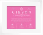 Gibson surname meaning history and origin in Pink with White Matte Frame Gibson surname meaning history and origin in Pink with White Matte Frame