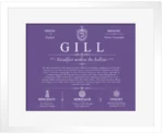 Gill family name heritage in Purple with White Matte Frame Gill family name heritage in Purple with White Matte Frame