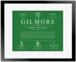 Gilmore last name meaning and origin in Dark Green with Black Matte Frame