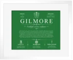 Gilmore last name meaning and origin in Dark Green with White Matte Frame