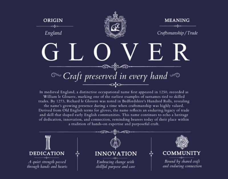Glover personalized last name meaning in Navy Blue