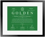 Golden family name meaning and history in Dark Green with Black Matte Frame
