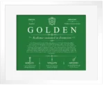 Golden family name meaning and history in Dark Green with White Matte Frame