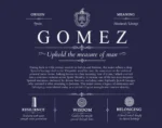 Gomez family name meaning and history in Navy Blue