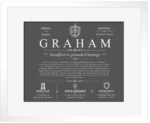 Graham personalized last name meaning in Gray with White Matte Frame