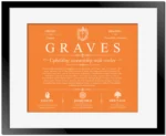 Graves surname history and family heritage in Orange with Black Matte Frame