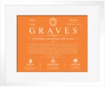 Graves surname history and family heritage in Orange with White Matte Frame