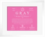 Gray family name heritage in Pink with White Matte Frame