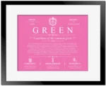 Green surname meaning and heritage in Pink with Black Matte Frame