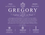 Gregory surname history and heritage in Purple