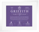 Griffith surname meaning history and origin in Purple with White Matte Frame