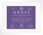 Gross surname meaning and heritage in Purple with White Matte Frame